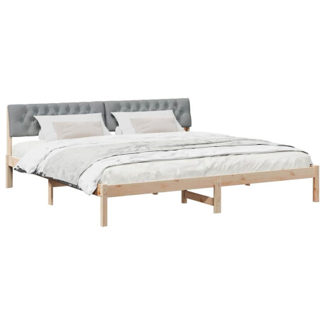 vidaXL Bedframe Bruin en lichtgrijs 200 x 200 cm Massief grenenhout afbeelding3 - 1