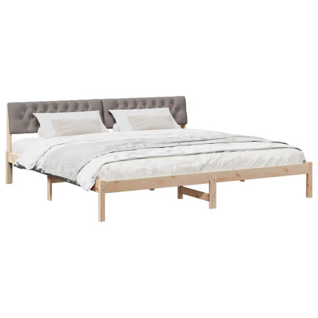 vidaXL Bedframe Bruin en taupe 200 x 200 cm Massief grenenhout afbeelding3 - 1