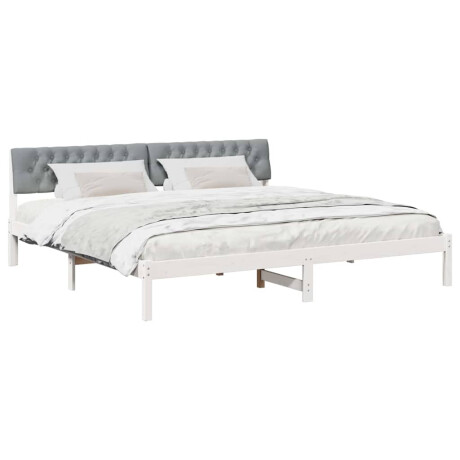 vidaXL Bedframe Wit en lichtgrijs 200 x 200 cm Massief grenenhout afbeelding3 - 1