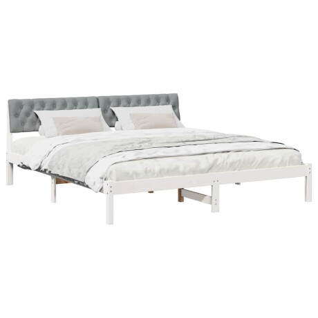 vidaXL Bedframe Wit en lichtgrijs 180 x 200 cm Massief grenenhout afbeelding3 - 1