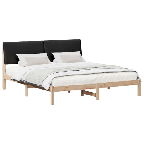 vidaXL Bedframe Bruin en zwart 200 x 200 cm Massief grenenhout afbeelding3 - 1