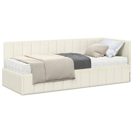 vidaXL Hoekbedframe met matras Crème 80 x 200 cm Fluweel afbeelding3 - 1