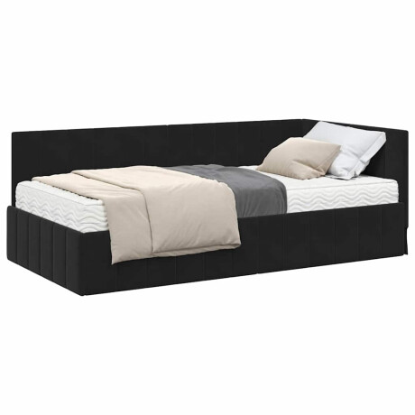 vidaXL Hoekbedframe met matras Zwart 100 x 200 cm Fluweel afbeelding3 - 1