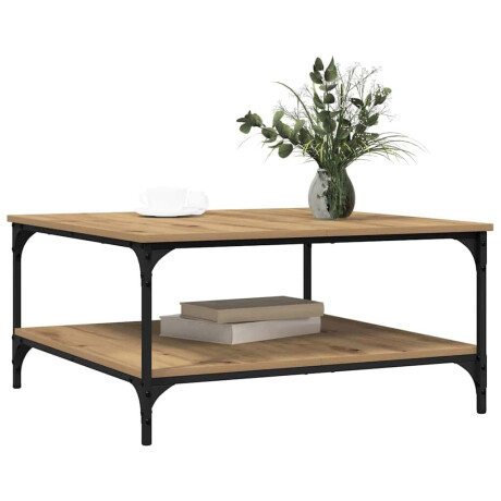 vidaXL Salontafel artisanaal eikenkleurig 80 x 80 x 40 cm Bewerkt hout afbeelding3 - 1