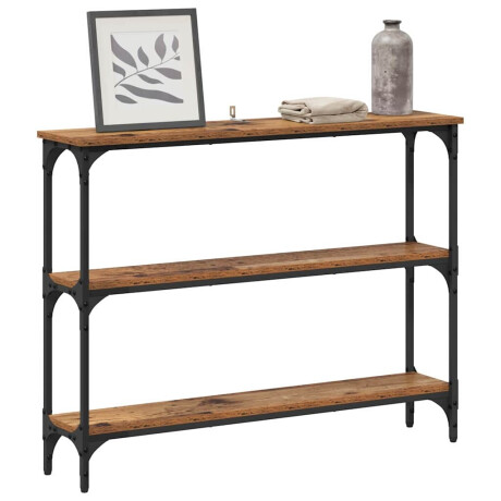 vidaXL Wandtafel Oud hout 100 x 22.5 x 75 cm Engineered hout en metaal afbeelding3 - 1