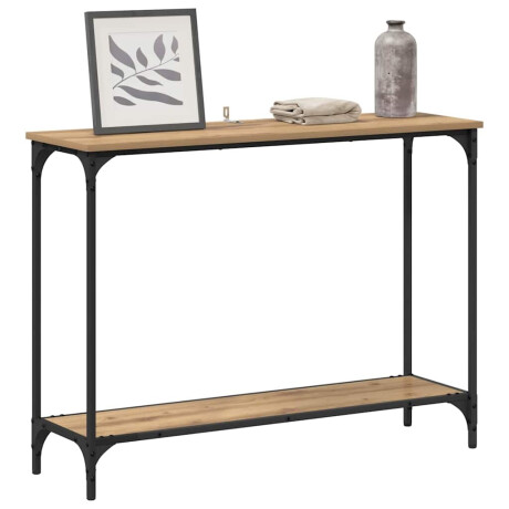 vidaXL Wandtafel met plank artisanaal eikenkleurig 101 x 30.5 x 75 cm afbeelding3 - 1