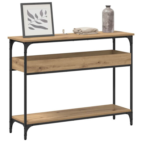 vidaXL Wandtafel artisanaal eikenkleurig 100 x 29 x 75 cm Bewerkt hout afbeelding3 - 1