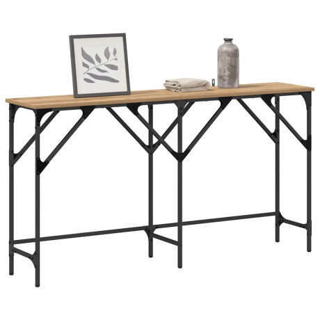 vidaXL Wandtafel artisanaal eikenkleurig 140 x 29 x 75 cm Bewerkt hout afbeelding3 - 1