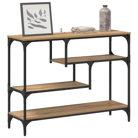 vidaXL Wandtafel artisanaal eikenkleurig 100 x 30 x 75 cm Bewerkt hout afbeelding3 - 1