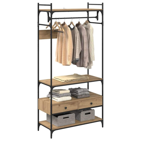vidaXL Kledingkast met lade artisanaal eikenkleurig 89 x 39 x 184.5 cm afbeelding3 - 1