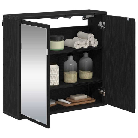 vidaXL Badkamer spiegelkast Zwart eiken 65 x 20 x 60 cm Bewerkt hout afbeelding3 - 1