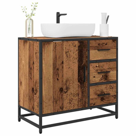 vidaXL Badkamertenk te kast met lade Oud hout 65 x 33 x 60 cm afbeelding3 - 1
