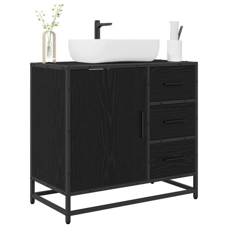 vidaXL Badkamerkast met lade Zwart Eiken 65 x 33 x 60 cm Bewerkt hout afbeelding3 - 1