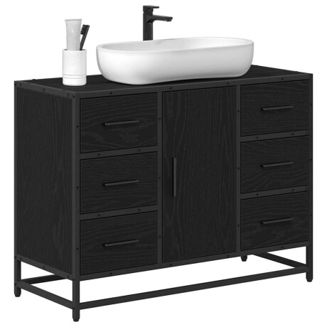 vidaXL Badkamerkast met lade Zwart Eiken 80 x 33 x 60 cm Bewerkt hout afbeelding3 - 1