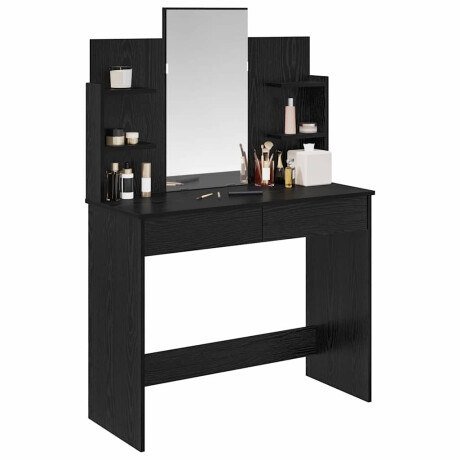 vidaXL Kleedtafel met Spiegel met lade Zwart Eiken 96 x 39 x 142 cm afbeelding3 - 1