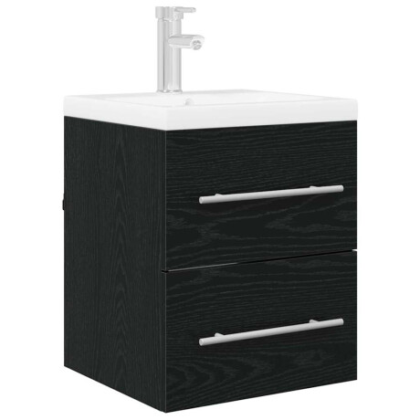 vidaXL Wastafelkast Zwart Eiken 38,5 x 41 x 48 cm Bewerkt hout afbeelding3 - 1