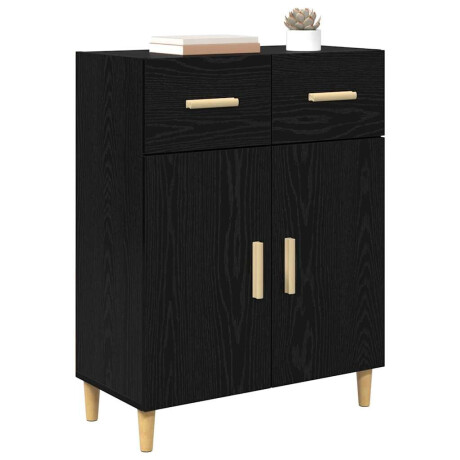 vidaXL Dressoir met lade Zwart eiken 34 x 69.5 x 89 cm Bewerkt hout afbeelding3 - 1