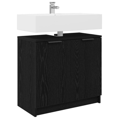 vidaXL Badkamer Kast Zwart Eiken 64,5 x 33,5 x 59 cm Bewerkt hout afbeelding3 - 1