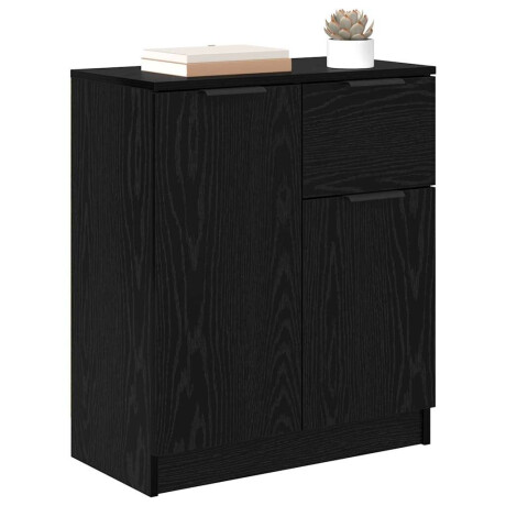 vidaXL Dressoir met lade Zwart Eiken 60 x 30 x 70 cm Bewerkt hout afbeelding3 - 1