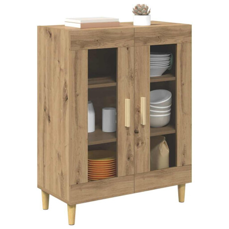 vidaXL Dressoir Artisan Eiken 69,5 x 34 x 90 cm Bewerkt hout afbeelding3 - 1