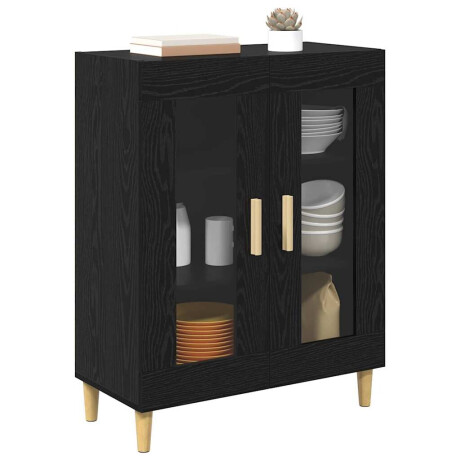 vidaXL Dressoir Zwart Eiken 69,5 x 34 x 90 cm Bewerkt hout afbeelding3 - 1