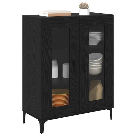 vidaXL Dressoir Zwart Eiken 69,5 x 34 x 90 cm Gemonteerd hout en ijzer afbeelding3 - 1