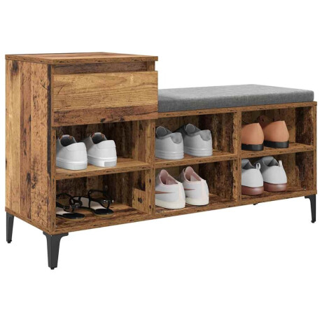 vidaXL Schoenenkast met lade Oud hout 102 x 36 x 60 cm Bewerkt hout afbeelding3 - 1