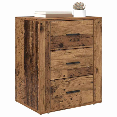 vidaXL Nachtkastje met lade Oudhout 35 x 50 x 60 cm Bewerkt hout afbeelding3 - 1