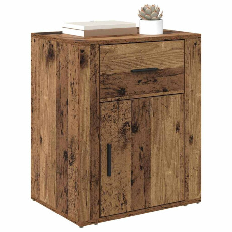 vidaXL Nachtkastje met lade Oudhout 35 x 50 x 60 cm Bewerkt hout afbeelding3 - 1