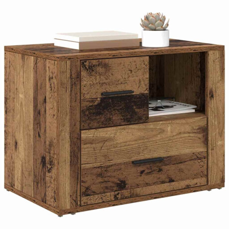 vidaXL Nachtkastje met lade Oudhout 35 x 60 x 50 cm Bewerkt hout afbeelding3 - 1