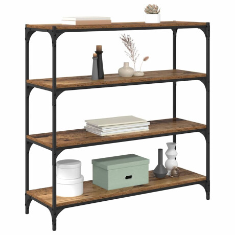 vidaXL Boekenkast Oud Hout 100 x 33 x 100 cm Gemonteerd hout en ijzer afbeelding3 - 1