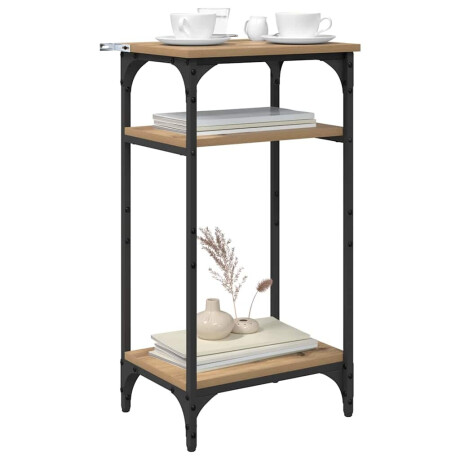 vidaXL Bijzettafel met plank artisanaal eikenkleurig 40 x 30 x 75 cm afbeelding3 - 1