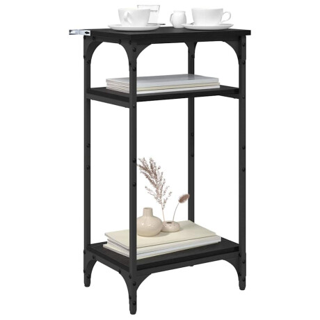 vidaXL Bijzettafel met plank Zwart eiken 40 x 30 x 75 cm Bewerkt hout afbeelding3 - 1
