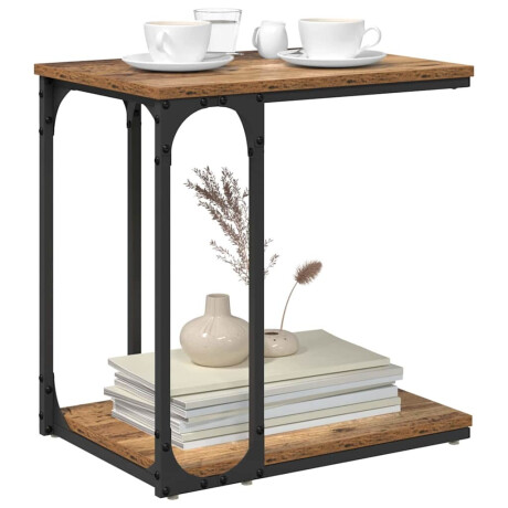 vidaXL Bijzettafel met plank Oud hout 50 x 35 x 52 cm Bewerkt hout afbeelding3 - 1