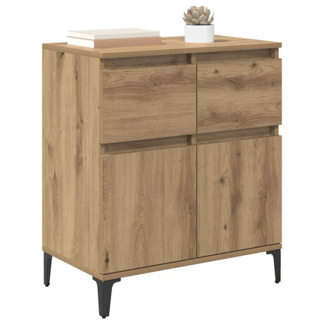 vidaXL Dressoir Artisan Eiken 60 x 35 x 70 cm Gemonteerd hout en ijzer afbeelding3 - 1