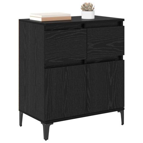 vidaXL Dressoir Zwart Eiken 60 x 35 x 70 cm Gemonteerd hout en ijzer afbeelding3 - 1