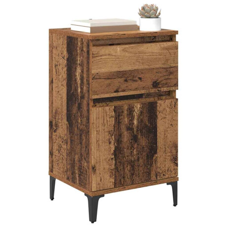 vidaXL Nachtkastje met lade Oudhout 40 x 35 x 70 cm Bewerkt hout afbeelding3 - 1