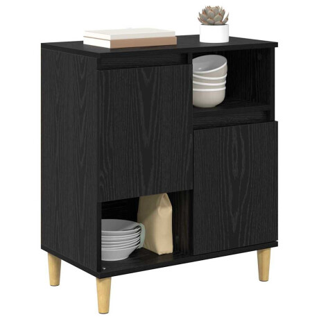 vidaXL Dressoir Zwart eiken 35 x 60 x 70 cm Bewerkt hout afbeelding3 - 1