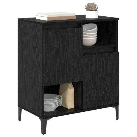 vidaXL Dressoir Zwart Eiken 60 x 35 x 70 cm Bewerkt hout afbeelding3 - 1