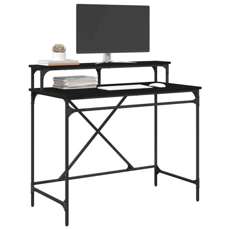 vidaXL Bureau Zwart Eiken 100 x 50 x 90 cm Bewerkt hout afbeelding3 - 1