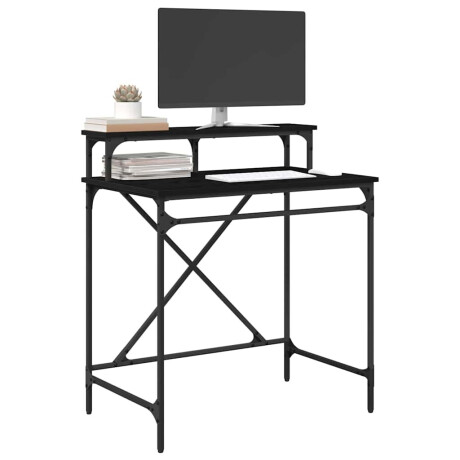 vidaXL Bureau Zwart Eiken 80 x 50 x 90 cm Bewerkt hout afbeelding3 - 1