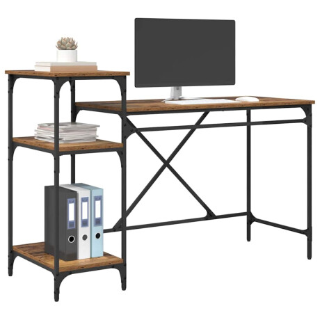 vidaXL Bureau Oud Hout 135 x 50 x 90 cm Bewerkt hout afbeelding3 - 1