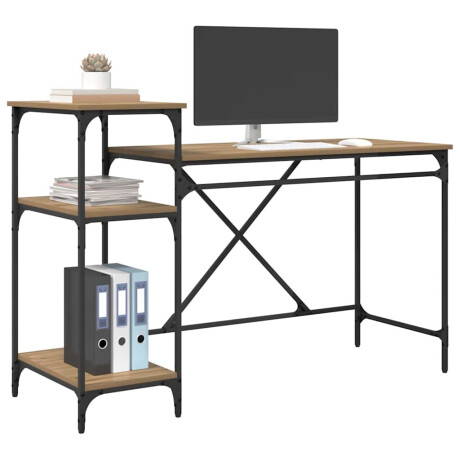 vidaXL Bureau Artisan Eiken 135 x 50 x 90 cm Bewerkt hout afbeelding3 - 1
