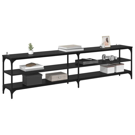 vidaXL TV-kast Zwart Eiken 200 x 30 x 50 cm Gemonteerd hout en ijzer afbeelding3 - 1