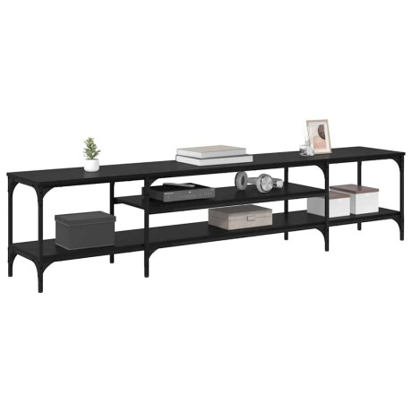 vidaXL TV-kast Zwart Eiken 201 x 35 x 45 cm Gemonteerd hout en ijzer afbeelding3 - 1