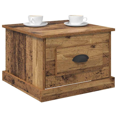 vidaXL Salontafel with Drawer Oud hout 50 x 50 x 35 cm Bewerkt hout afbeelding3 - 1