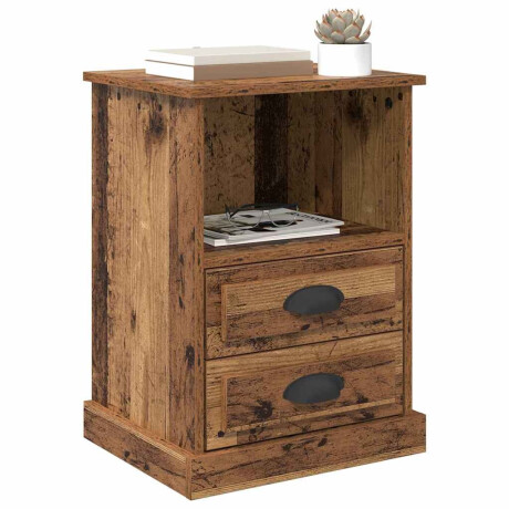 vidaXL Nachtkastje met lade Oudhout 36 x 43 x 60 cm Bewerkt hout afbeelding3 - 1
