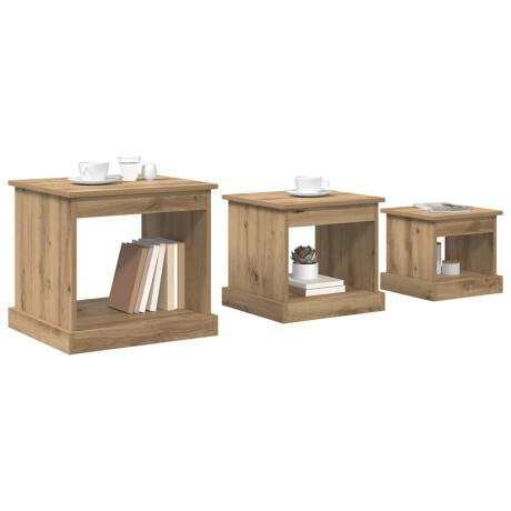 vidaXL Salontafel 3 pcs Artisan Eiken Bewerkt hout afbeelding3 - 1
