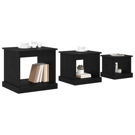 vidaXL Salontafel 3 pcs Zwart Eiken Bewerkt hout afbeelding3 - 1