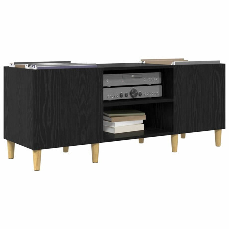 vidaXL Platenkast Zwart Eiken 121 x 38 x 48 cm Bewerkt hout afbeelding3 - 1